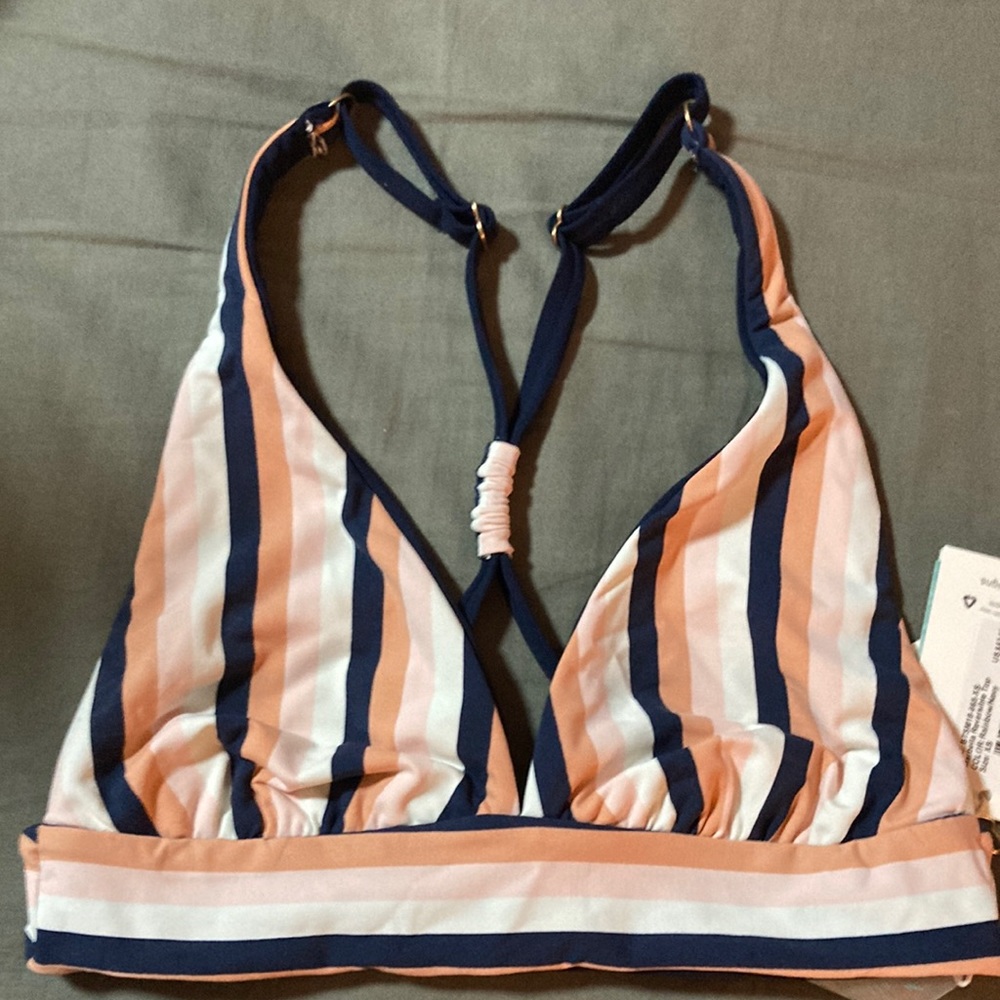 Carve designs extra small bikini top! Navy and peach.